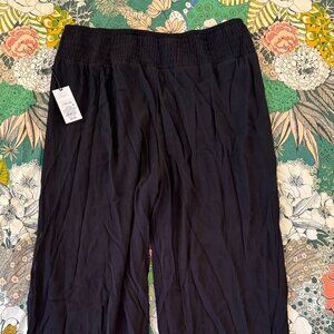 Smocked Waist Side Slit Cover Up Pants - Shade & Shore (Black, Size L, NWT)